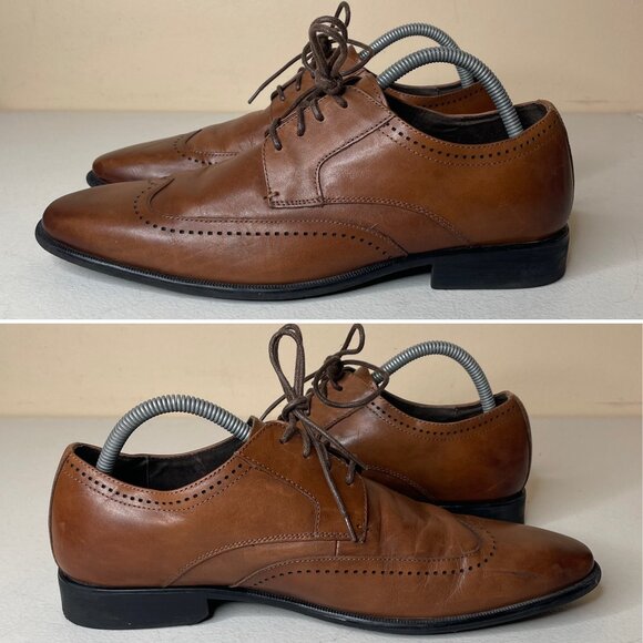 Stacy Adams Mens Leather Wingtip Oxford Shoes Size 9.5 - Picture 4 of 16